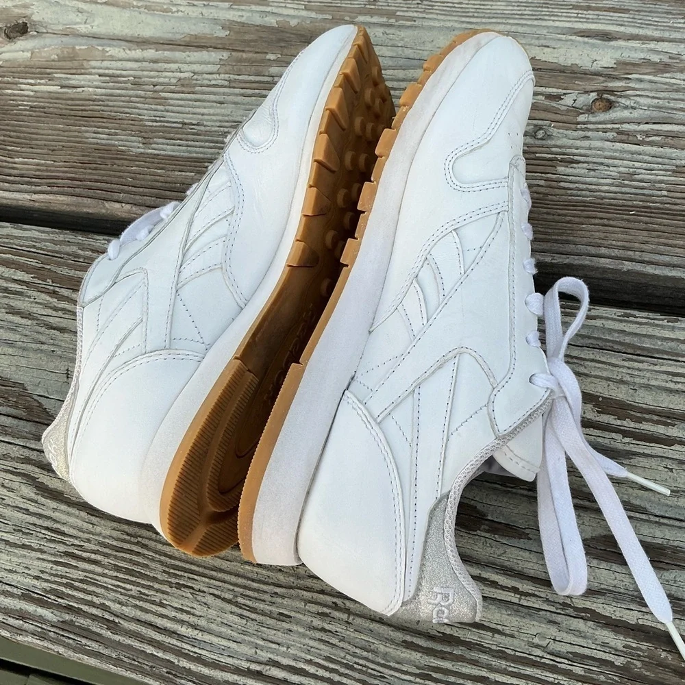 Reebok White Leather Sneakers with Gum Sole